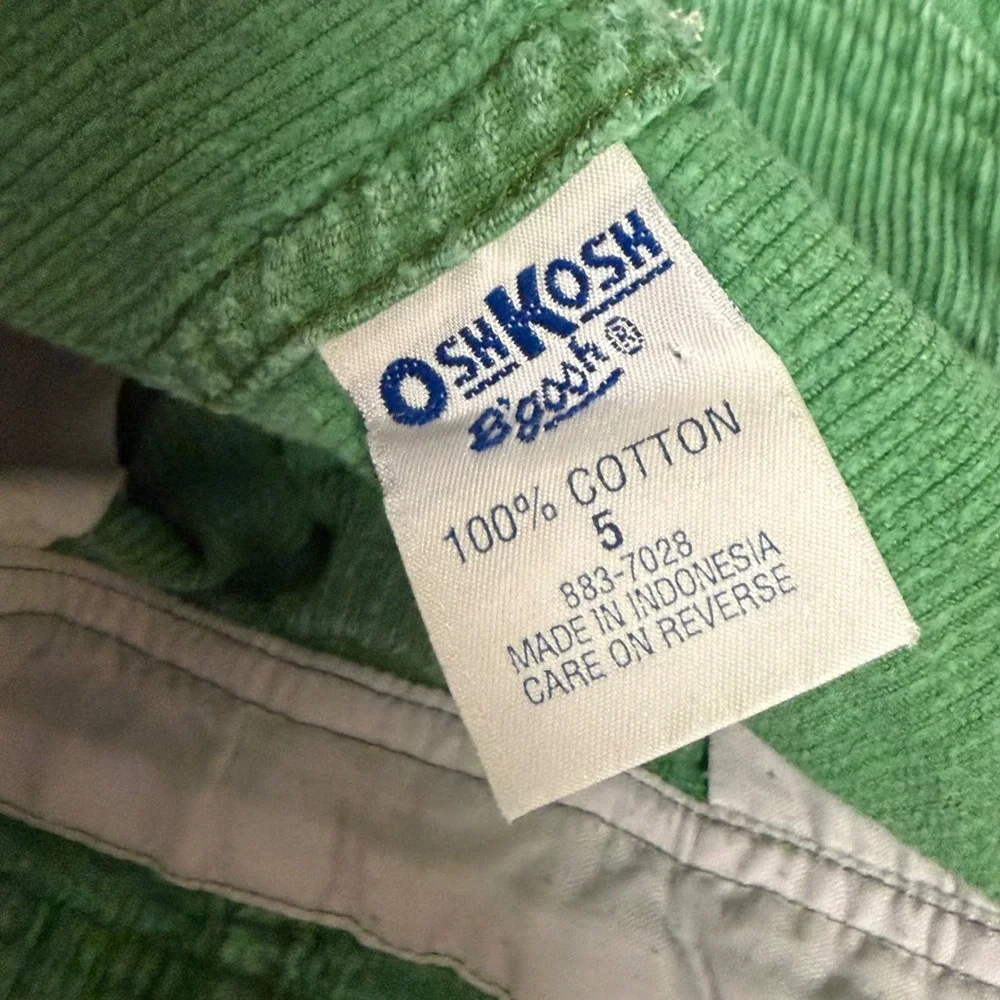 OshKosh Bgosh Kids Vintage Green Corduroy Overalls Size 5